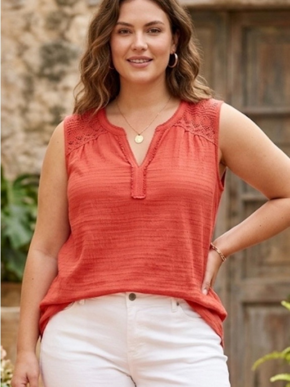 Max Studio Sleeveless Top 1X Red/Orange